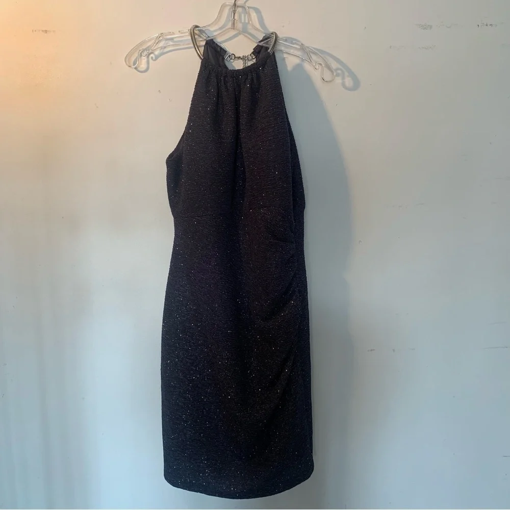 Eliza J Halter Dress Size 6 Color Metallic Gray with Shimmer and Silver Hardware